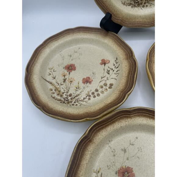 Mikasa Vintage Wheat Brown Stoneware 8” Salad Plates Set Of 4 - Picture 3 of 7